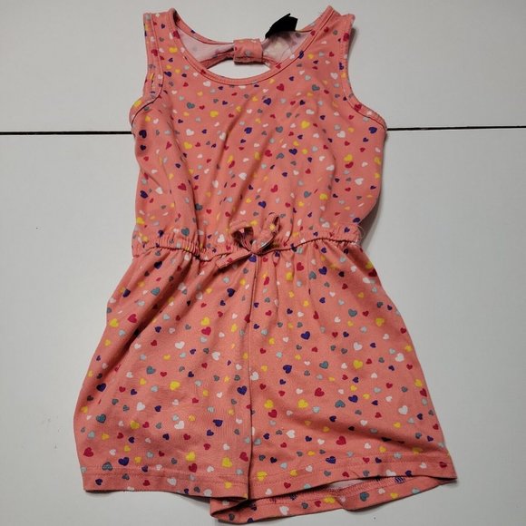 Unbranded Other - Picapino Outfit Girls 5T Jumpsuit Pink Hearts Short One-Piece 5 Comfort Stretch